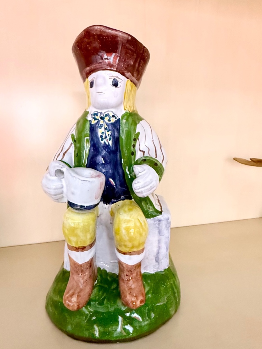 Portuguese Sailor Figural Toby Ceramic Folk Pitcher